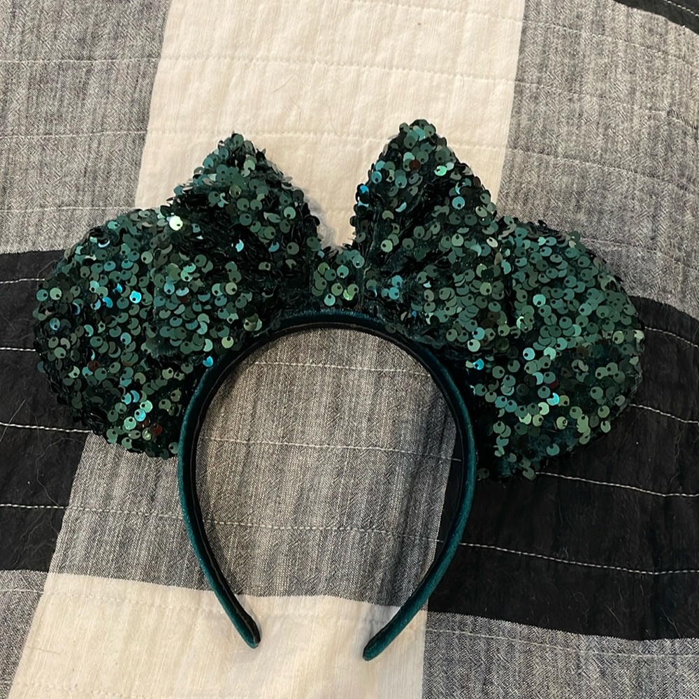 Dark Green velour and sequin Minnie ears!! New